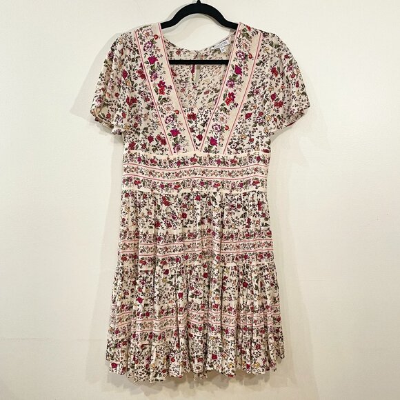 EUC Y2K Patrons of Peace Rayon Floral Cottagecore Mini Dress XS - Picture 1 of 6